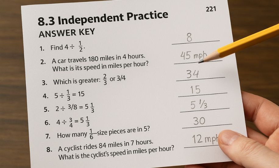 8.3 independent practice page 221 answer key