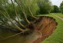 riverbank collapse iford playing fields
