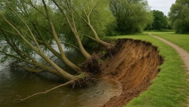 riverbank collapse iford playing fields