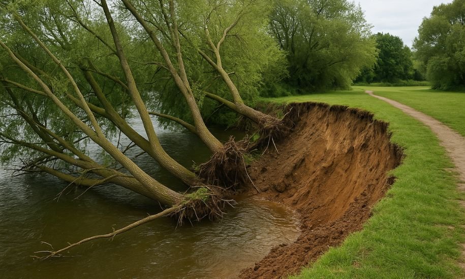 riverbank collapse iford playing fields